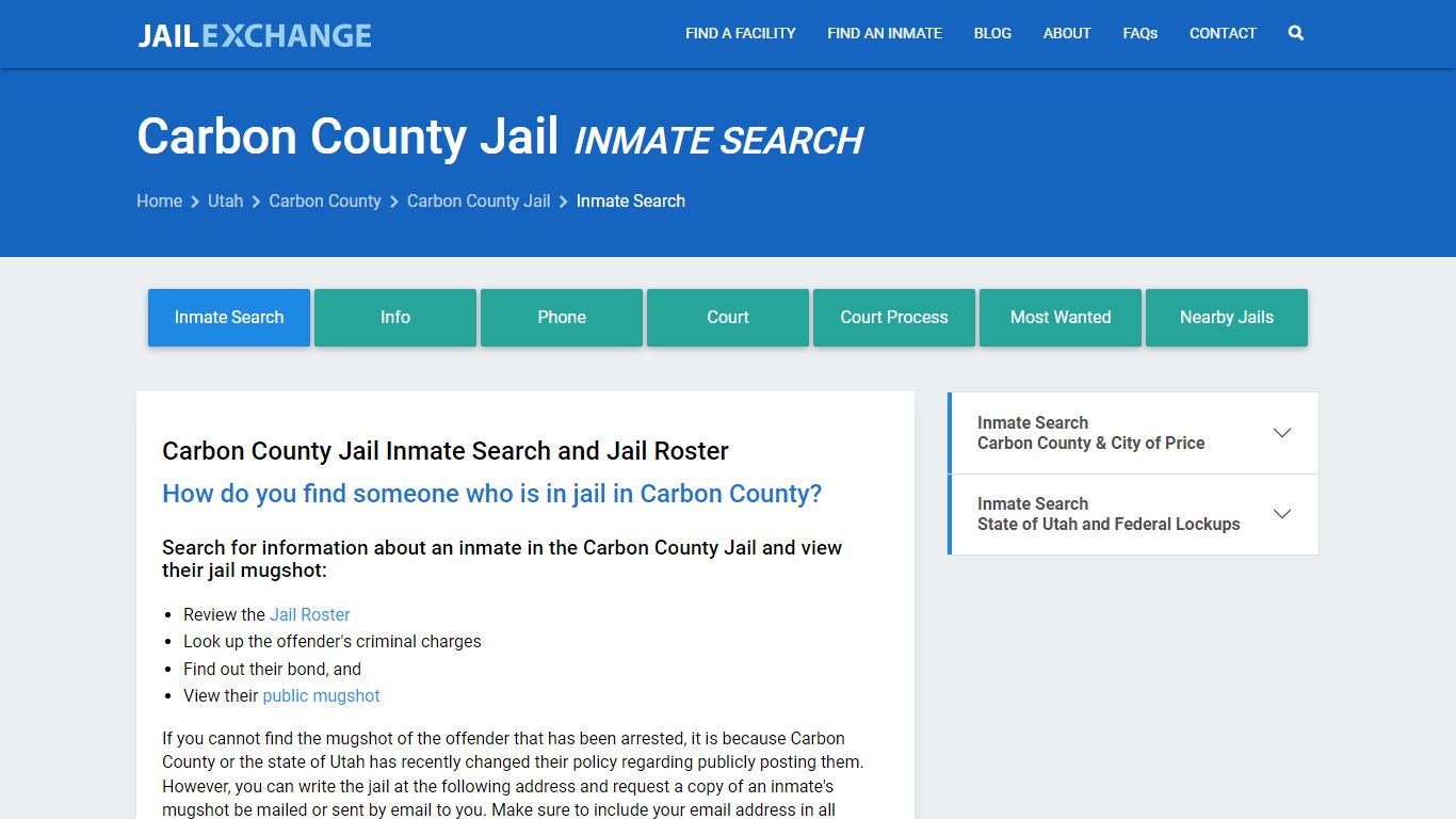 Inmate Search: Roster & Mugshots - Carbon County Jail, UT